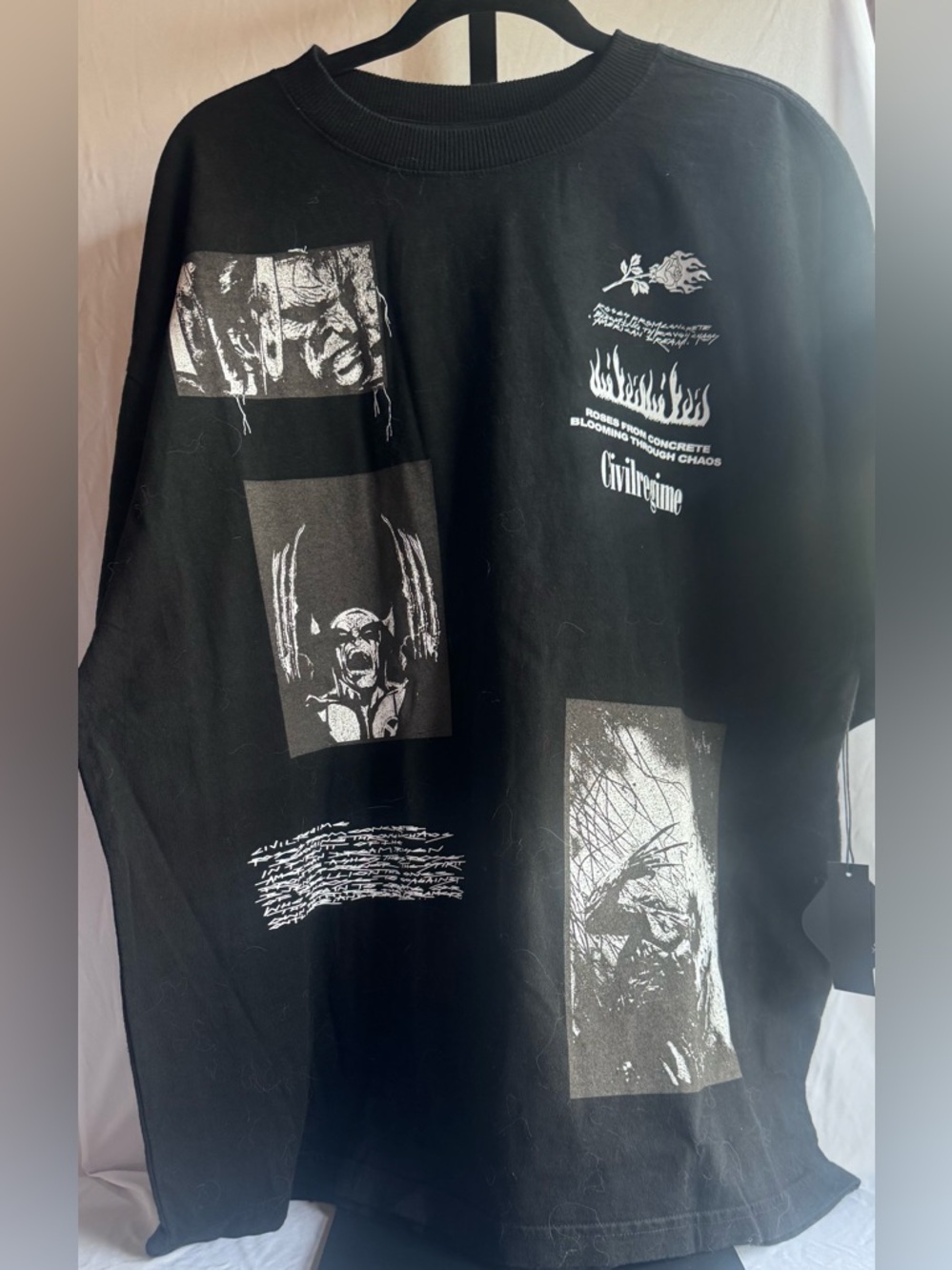 Marvel Men’s Black Wolverine Graphic Tee with White and Gold Accents